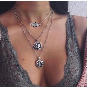 Silver layered boho necklaces